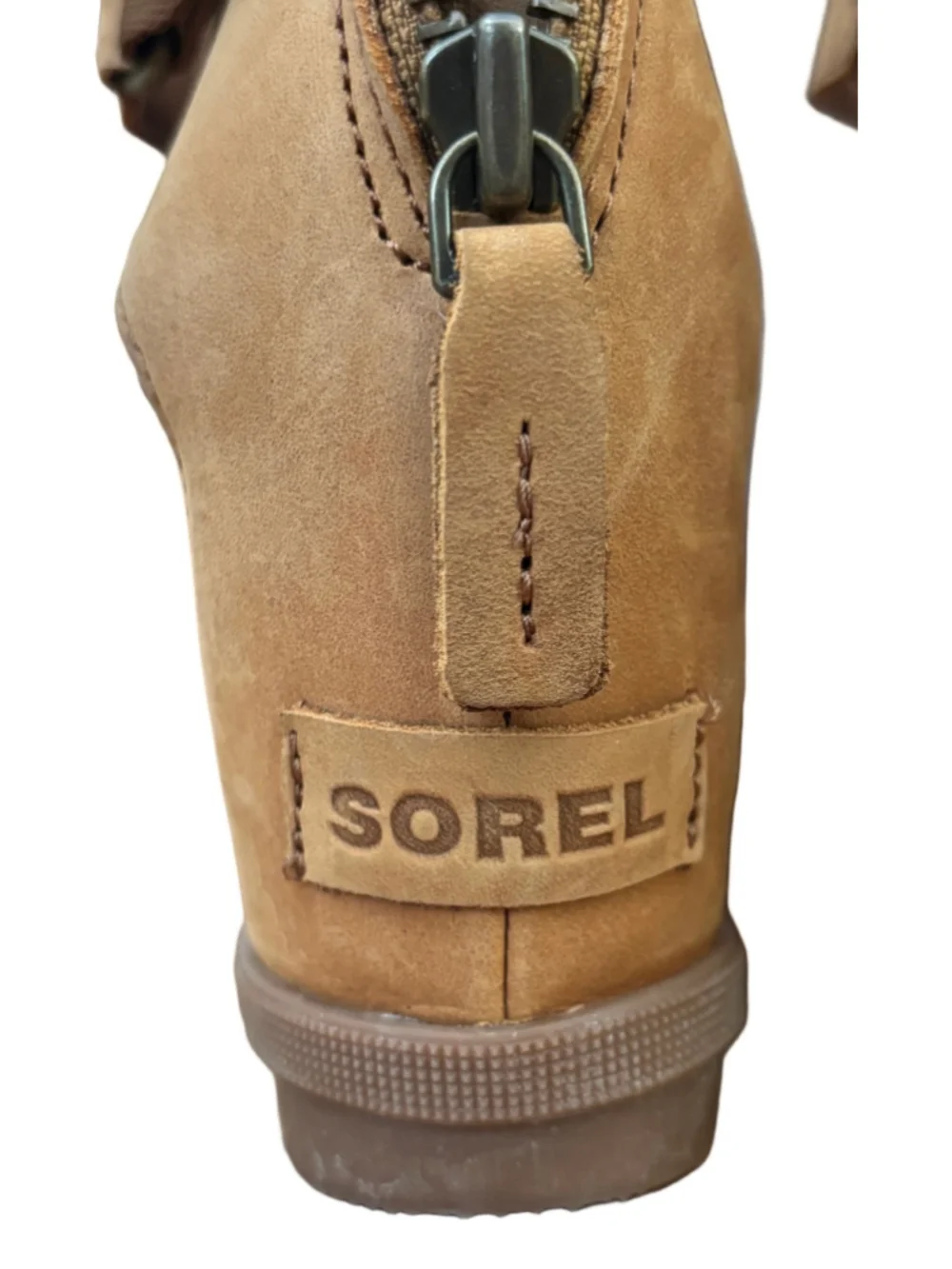 Sorel Joanie 11 tan 2.5” wdg heel w zp & ankl strp SZ 9 indie sleaze festival